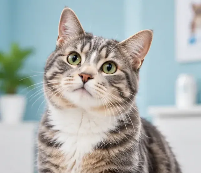 A tabby cat lying down
