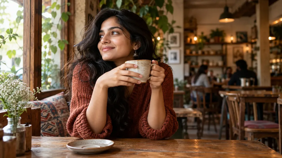 A quiet moment in a café