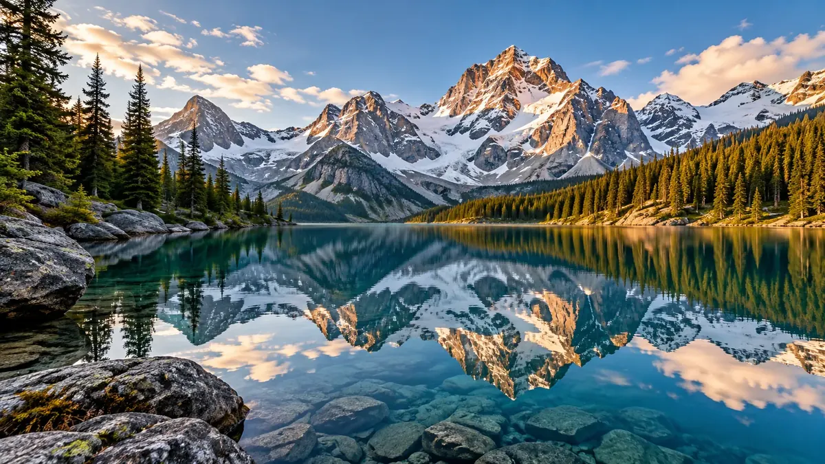 Mountains reflected in a lake