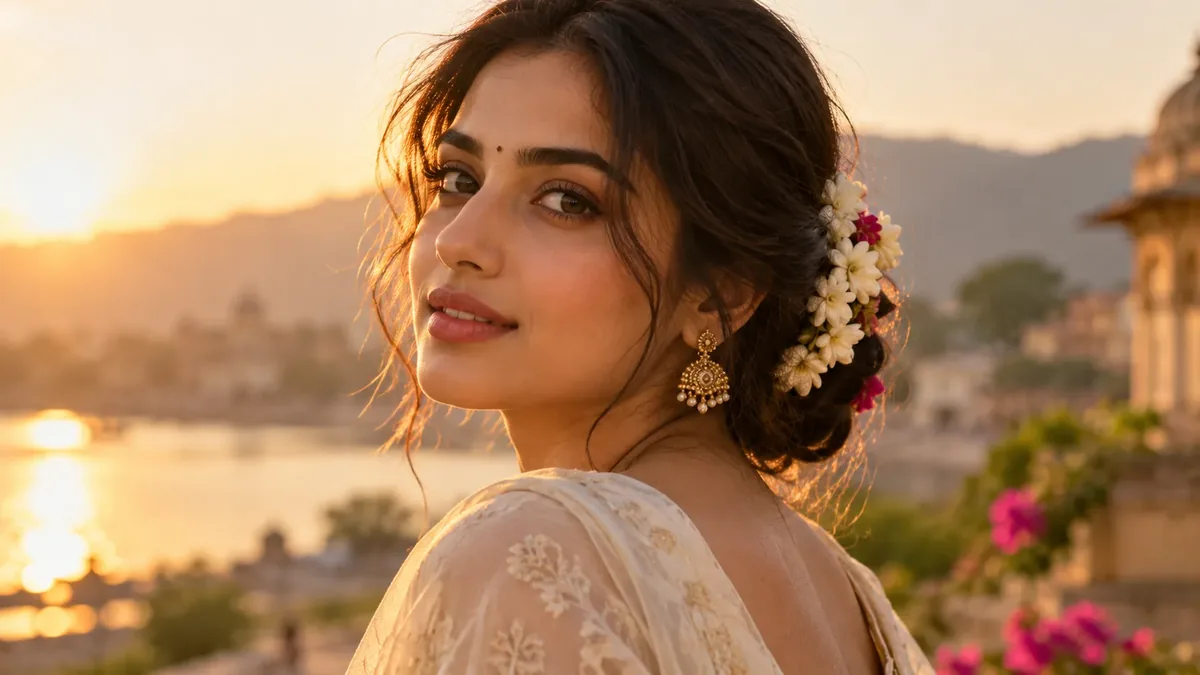 A portrait among flowers