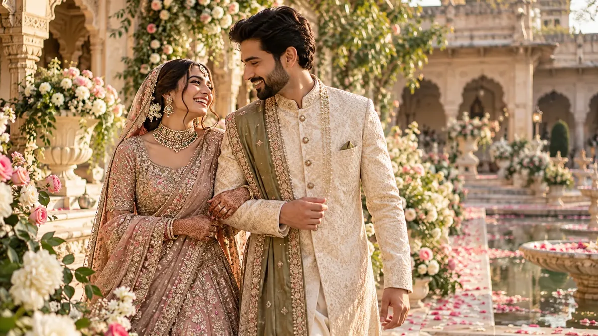 A couple on their wedding day
