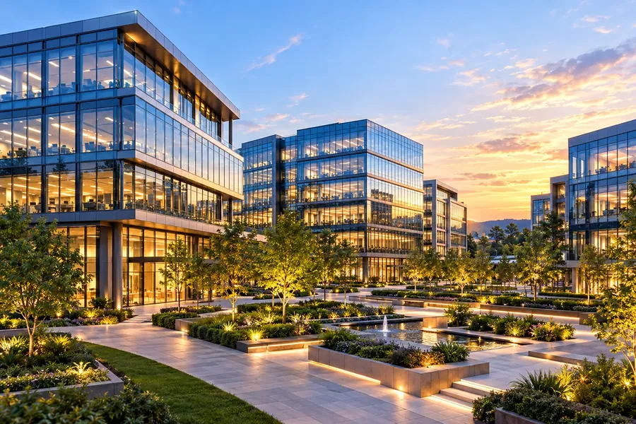 A glass-fronted business park