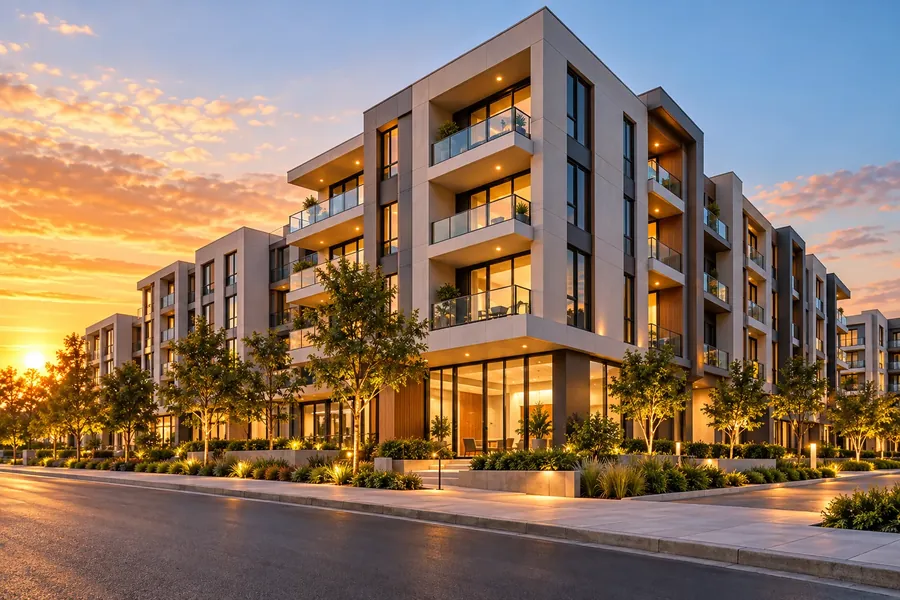 A finished apartment block