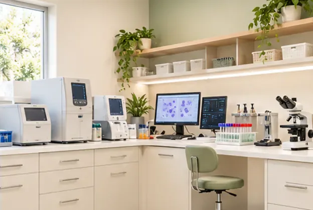 A diagnostic lab with monitors