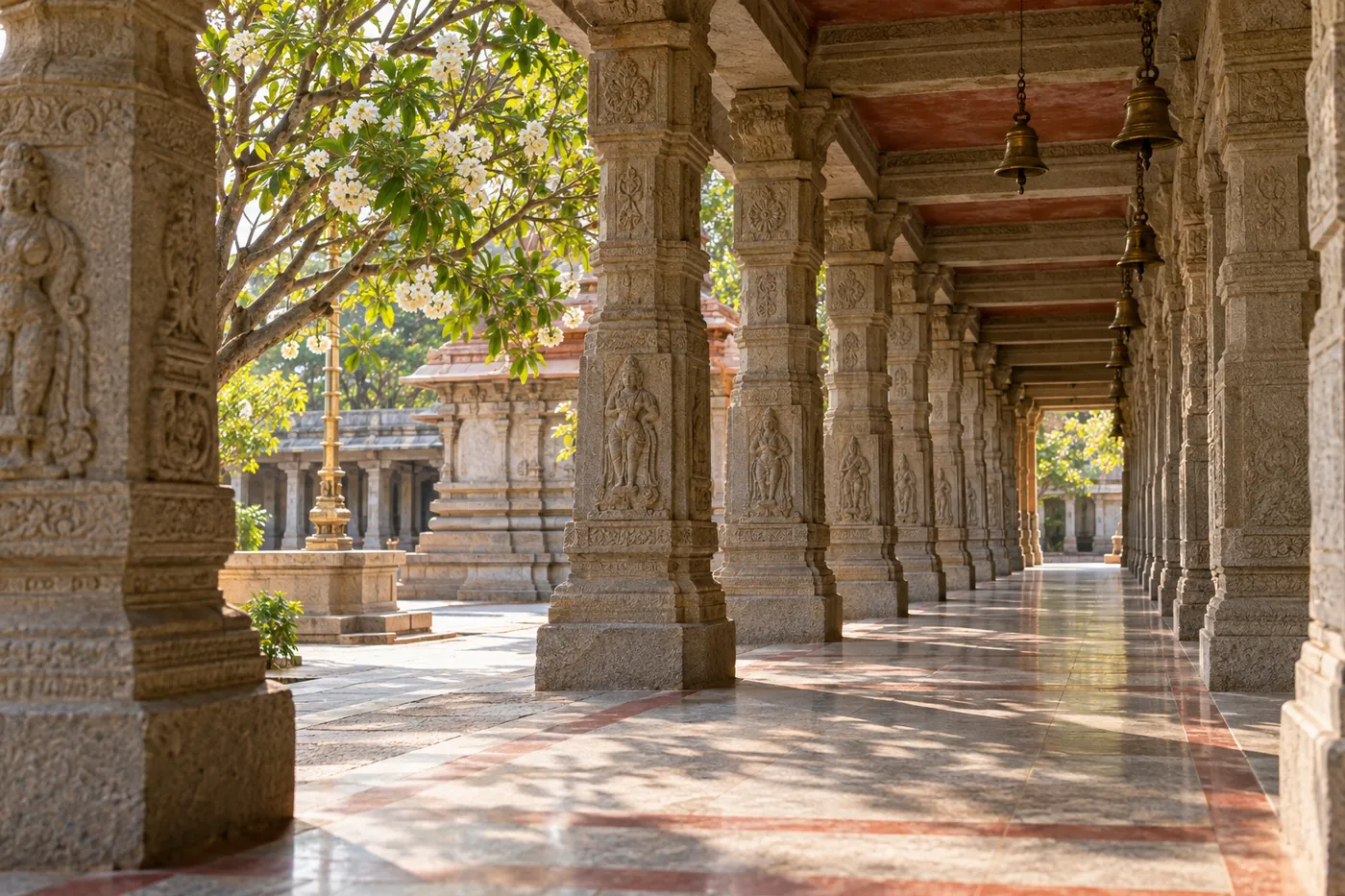 South Indian temple stone colonnade